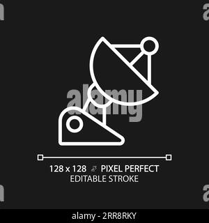 Parabolic dish pixel perfect white linear icon for dark theme Stock Vector