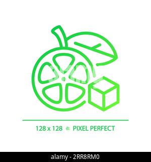 2D thin linear green gradient fruit icon Stock Vector