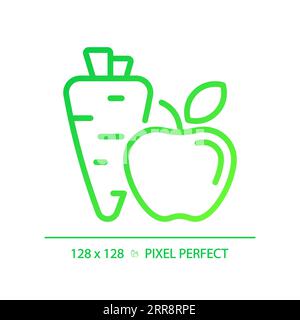 2D thin linear green gradient healthy diet icon Stock Vector