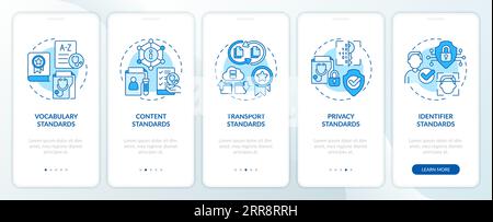 Walkthrough HIR with blue linear icons concept Stock Vector