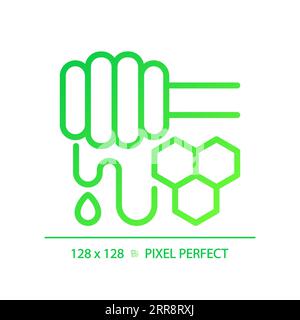 2D thin linear green gradient honey icon Stock Vector