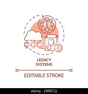 2D thin line red icon legacy systems concept Stock Vector