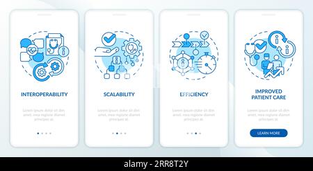 Walkthrough HIR with thin line blue icons concept Stock Vector