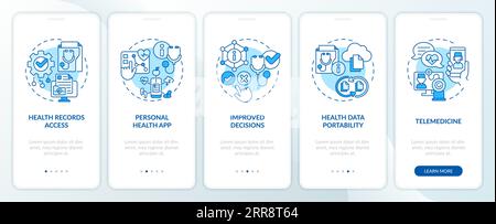 Walkthrough HIR with blue line icons concept Stock Vector