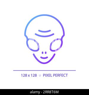 Alien face pixel perfect gradient linear vector icon Stock Vector