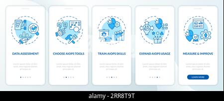 Walkthrough AI ops with blue icons concept Stock Vector