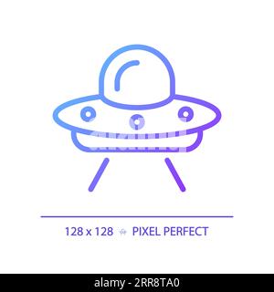 Ufo pixel perfect gradient linear vector icon Stock Vector
