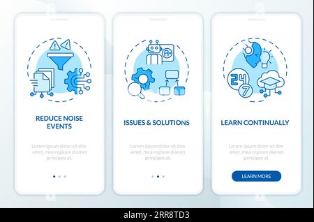 Walkthrough AI ops with blue line icons concept Stock Vector