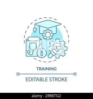 2D thin line blue icon training concept Stock Vector