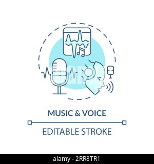 2D customizable music and voice line icon concept Stock Vector