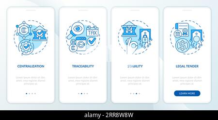 Walkthrough digital currency with thin linear icons concept Stock Vector