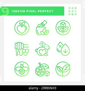 Green gradient allergen free icons pack Stock Vector