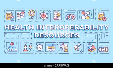 2D HIR text with multicolor line icons Stock Vector