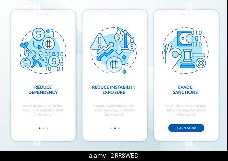 Walkthrough digital currency with linear icons concept Stock Vector