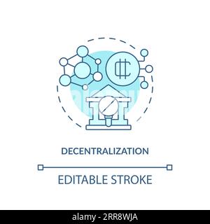 2D decentralization blue line icon concept Stock Vector