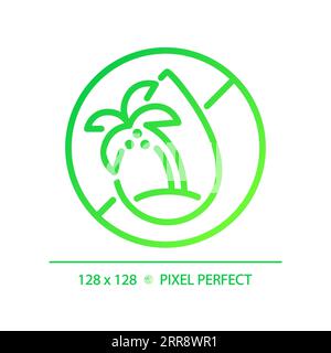 2D thin linear green gradient palm oil free icon Stock Vector