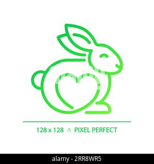 2D thin linear green gradient cruelty free icon Stock Vector
