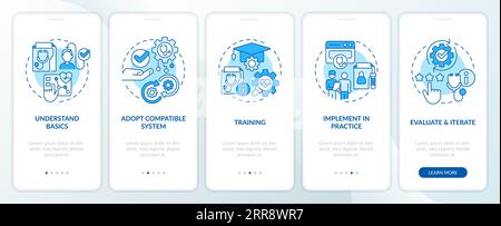 Walkthrough HIR with blue line icons concept Stock Vector
