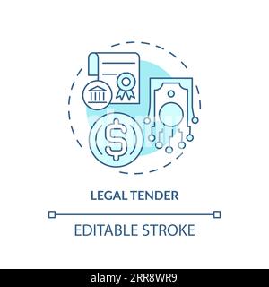 2D legal tender blue line icon concept Stock Vector