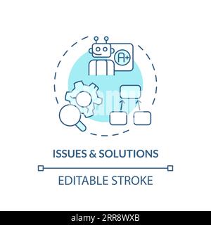 2D thin linear blue issues and solutions icon Stock Vector
