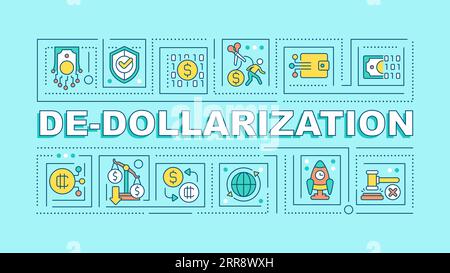 De-dollarization text with linear icons Stock Vector