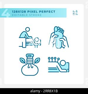 Editable pixel perfect wellness icons set Stock Vector