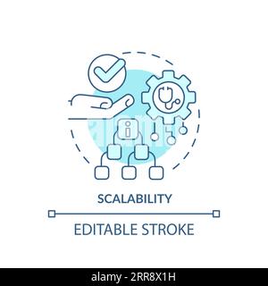 2D thin line blue icon scalability concept Stock Vector