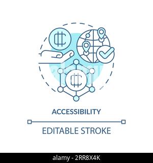 2D accessibility blue line icon concept Stock Vector