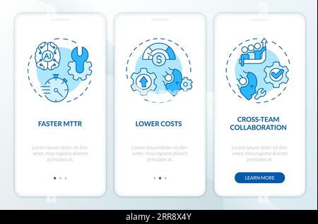 Walkthrough AI ops with blue icons concept Stock Vector