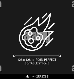 Falling comet pixel perfect white linear icon for dark theme Stock Vector