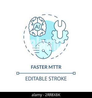 2D thin linear blue faster MTTR icon Stock Vector