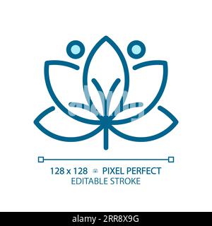 2D customizable lotus linear icon Stock Vector