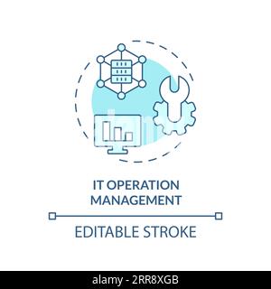 2D thin linear blue IT operation management icon Stock Vector