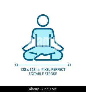 2D customizable lotus position linear icon Stock Vector