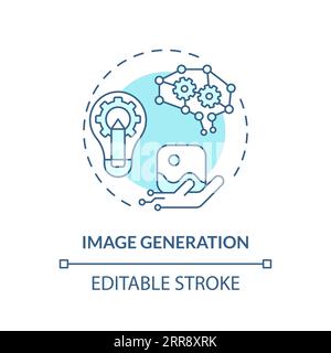 2D customizable image generation line icon concept Stock Vector