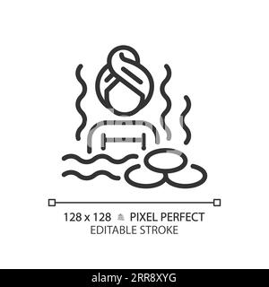 2D customizable hot water bath black linear icon Stock Vector