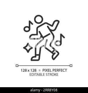 2D customizable dance black linear icon Stock Vector