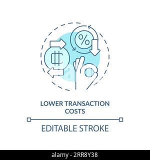 2D lower transaction costs blue line icon concept Stock Vector