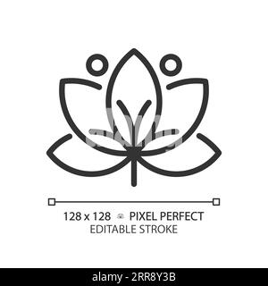 2D customizable lotus black linear icon Stock Vector