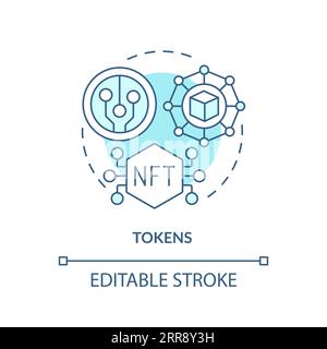 2D tokens blue line icon concept Stock Vector