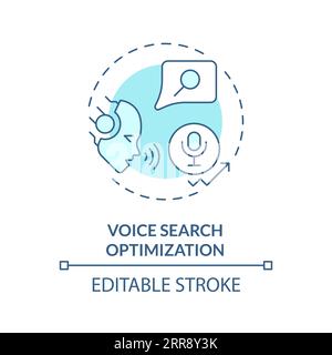 2D customizable voice search optimization line icon concept Stock Vector