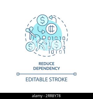 2D reduce dependency blue line icon concept Stock Vector