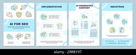 Brochure with AI for SEO thin line icons Stock Vector