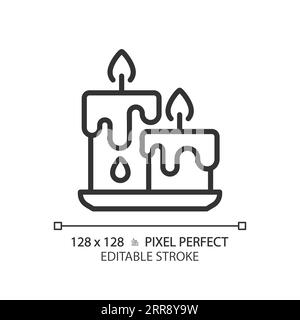 2D customizable candles black linear icon Stock Vector