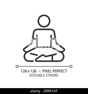 2D customizable lotus position black linear icon Stock Vector