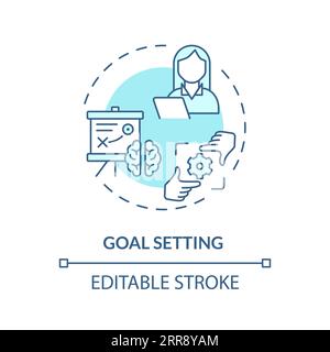 2D goal setting blue line icon concept Stock Vector