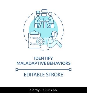 2D identify maladaptive behaviors blue line icon concept Stock Vector