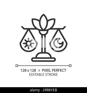 2D customizable day and night balance black linear icon Stock Vector