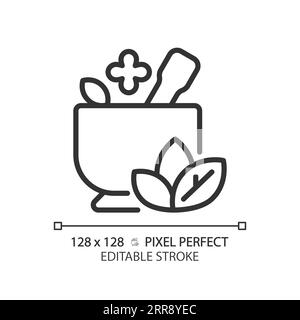 2D customizable ayurveda black linear icon Stock Vector
