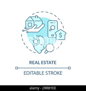 2D customizable real estate line icon concept Stock Vector